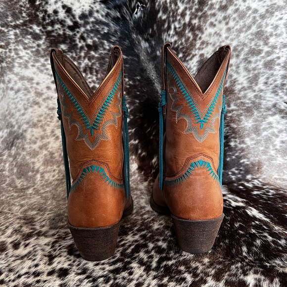 Ariat Turquoise Embroidered and Fringe Bootie - Picture 3 of 7